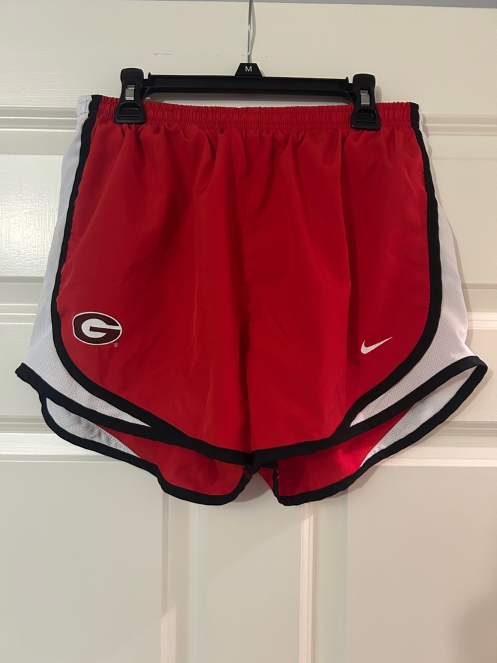 Nike Red Women's Athletic Shorts with White Side Panels with UGA logo